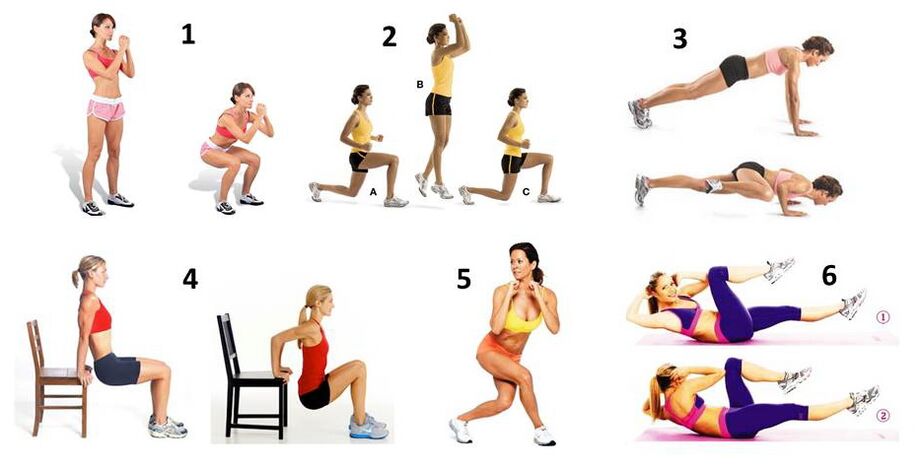 Un set de exerciții pentru pierderea în greutate a întregului corp acasă
